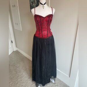 red and black rose costume dress